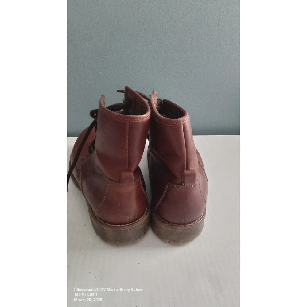 Leather Ankle‎ Boots Brown Lace Up Casual Comfortable Shoes